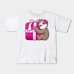 Sloth gift pink present Kids T-Shirt